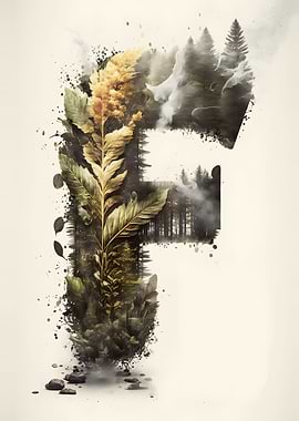 Letter F Double Exposure