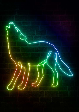 Howling Wolf Neon Animals