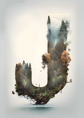 Letter J Double Exposure