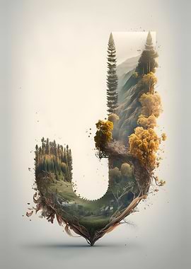 Letter J Double Exposure