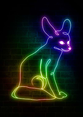Fennec Fox Neon Animals