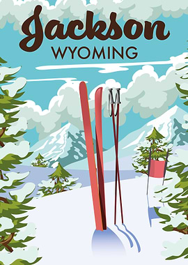 Jackson Wyoming ski poster