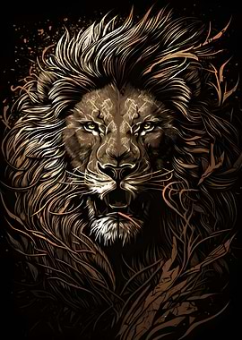 angry lion portrait