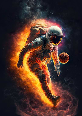 Running Astronaut in Space