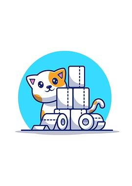 Cute Cat And Toilet Tissue
