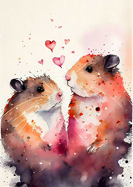 Hamster Couple Watercolor