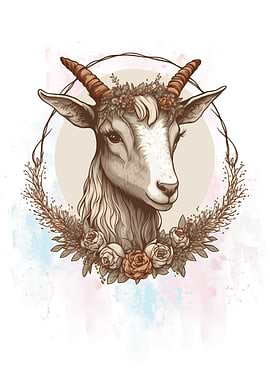 Watercolor Goat Painting