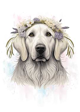 Floral Great Pyrenees Dog