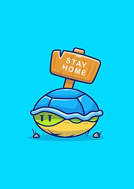 Cute Turtle Stay At Home