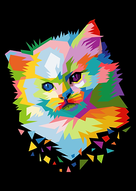 colorful cat on pop art