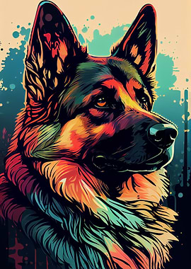German Shepherd Colorful