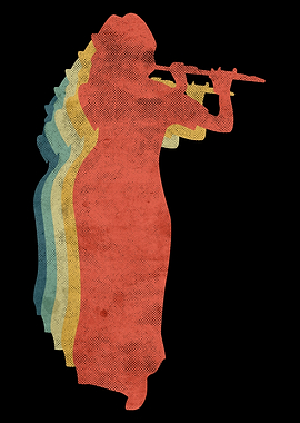 Flute Playing Woman Retro