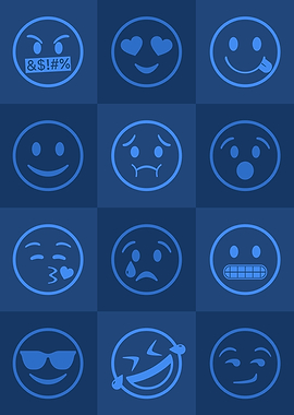 Emoji Expressions Blue