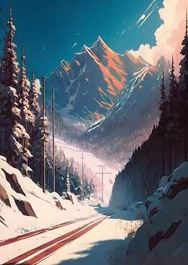 Winter Road to Mountains