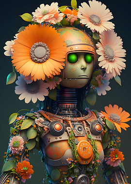 Flower Power Hippie Robot