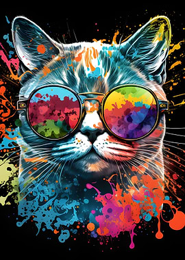 Colorful Cat Animal paint
