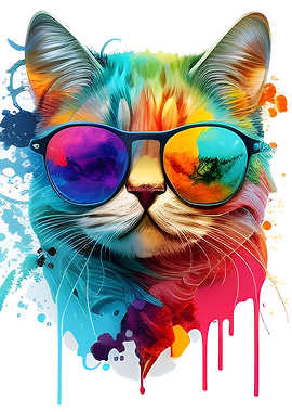 Colorful Cat Animal paint