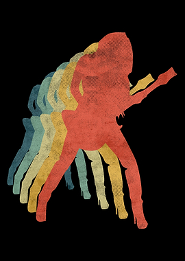 Guitar Rock Girl Retro