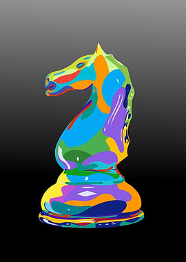 Knight chess piece pop art