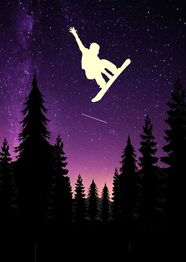 Purple Space Snowboarder