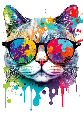 Colorful Cat in Sunglasses