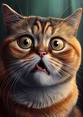 Meme cat is surprised