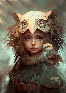 Girl and little hawk