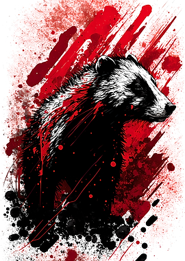 Ink Painting of A Badger