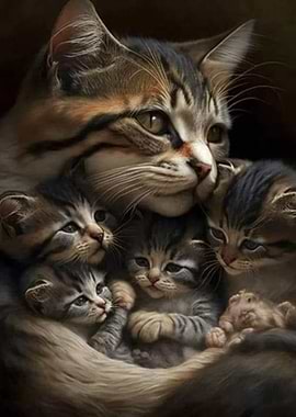Cat and her kittens