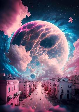 Pink Planetary Cityscape