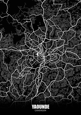Yaounde Cameroon Dark Map