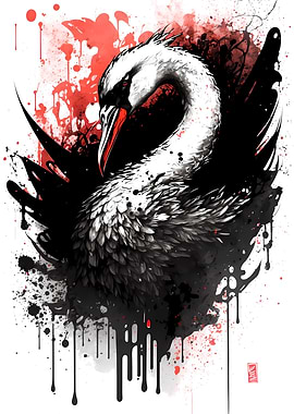Ink Portrait of a Swan