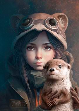 Adventure girl and otter