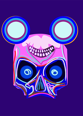 Hand draw skull head neon