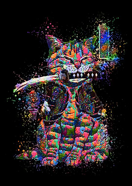 Samurai Cat Painting