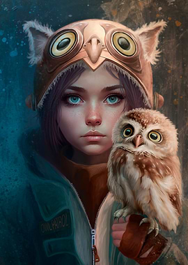 Adventure girl and owl