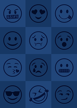 Emoji Expressions Blue