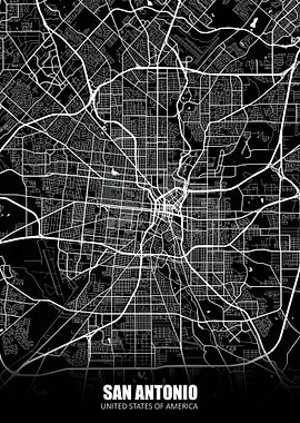 San Antonio USA Dark Map