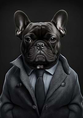 French Bulldog in Men Suit