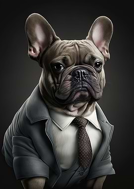 French Bulldog in Men Suit