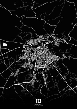 Fez Morocco Dark Map