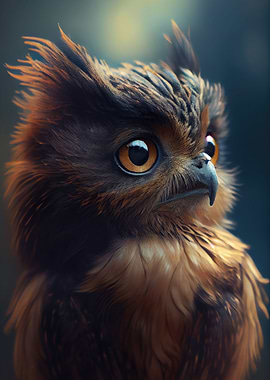 Tiny Brown Owls Gaze