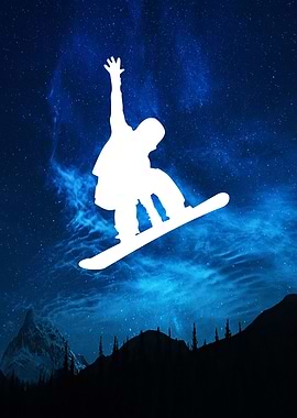 Snowboarder Blue Sky Space