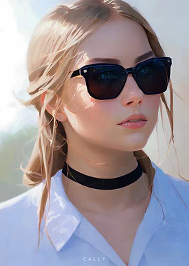 Blonde Woman with Sunglass
