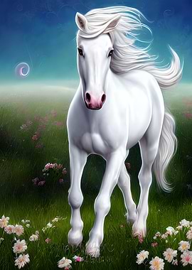 Cute White Horse Animal