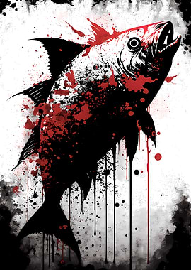 Pacu Fish Ink Painting