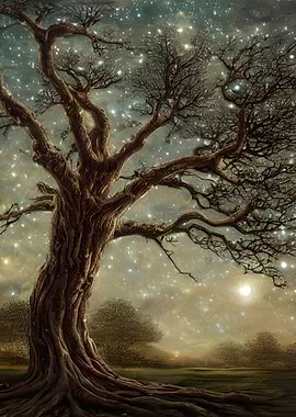 Tree at Starry Sky Nature