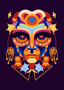 Ethnic masks retro color