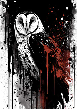 Barn Owl Ink Painting