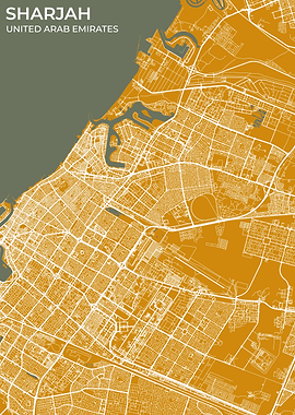 Sharjah UAE Map Design Art